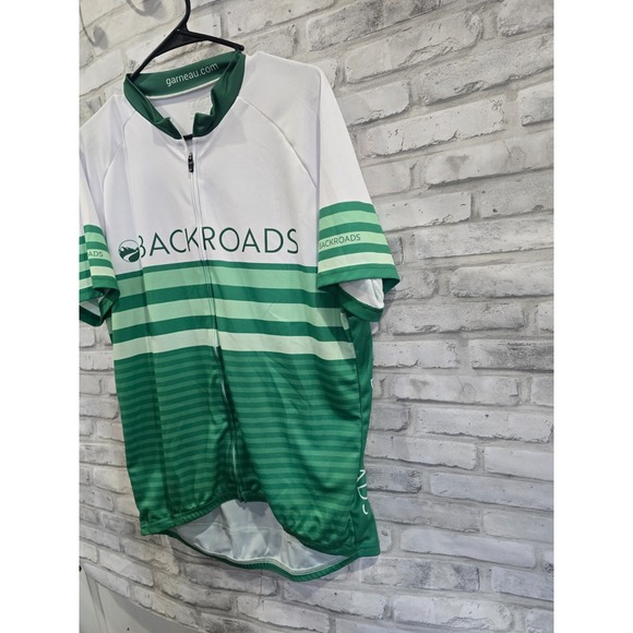 Louis Garneau Full Zip Cycling Jersey Men XL Green White Backroads Short Sleeve - Picture 3 of 8